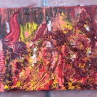 Using steel wool for texture and tools for marking.